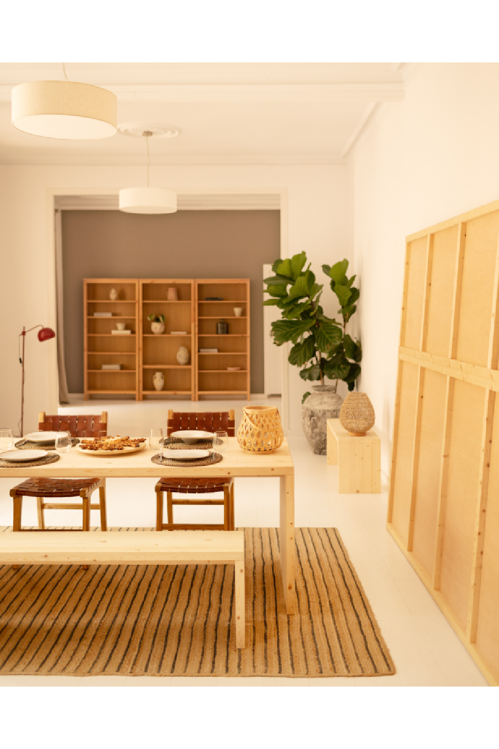 Angular Dining Table and Bench Set | Decowood Telva | Oroa.com