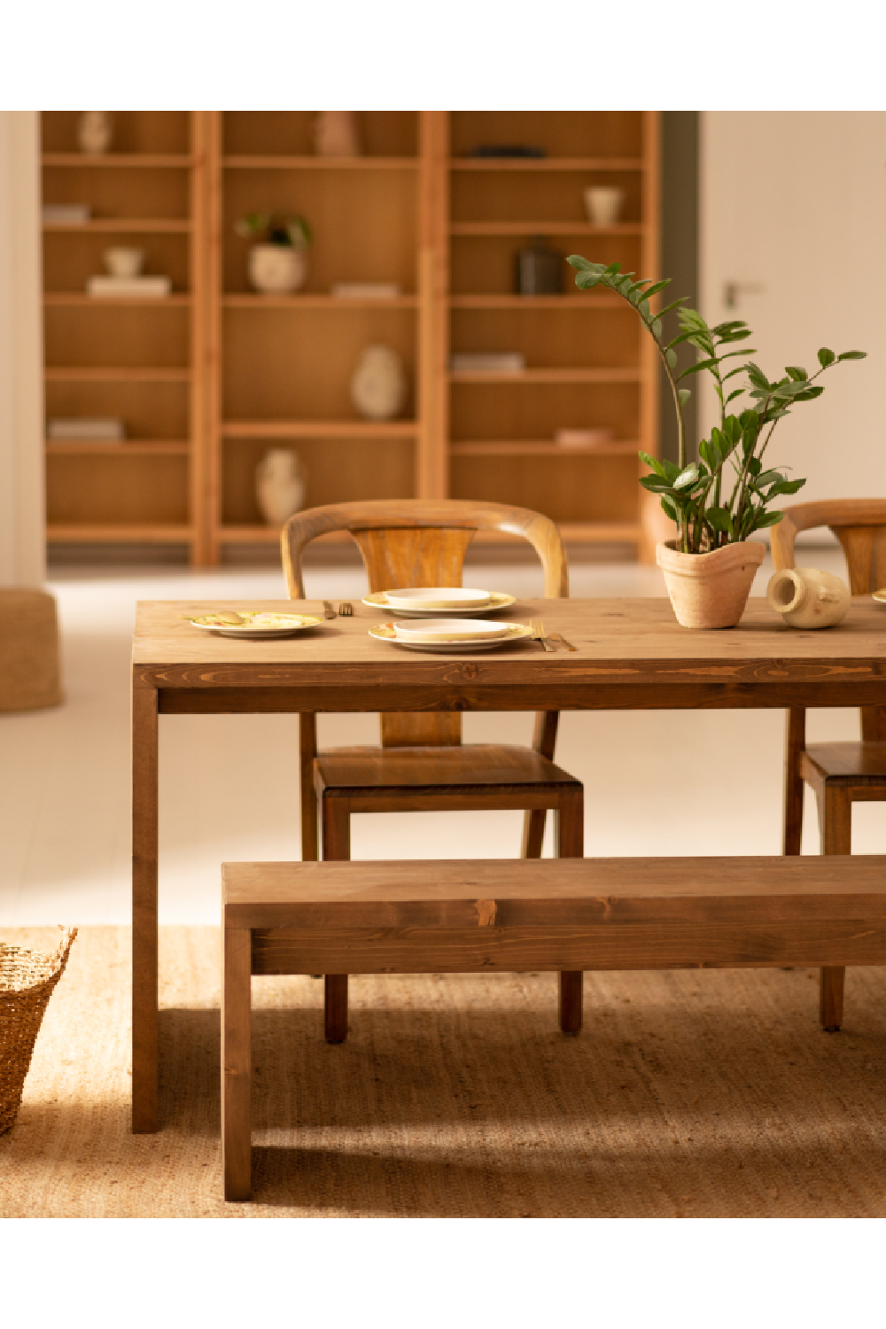 Angular Solid Wood Benches (2) | Decowood Telva | Oroa.com