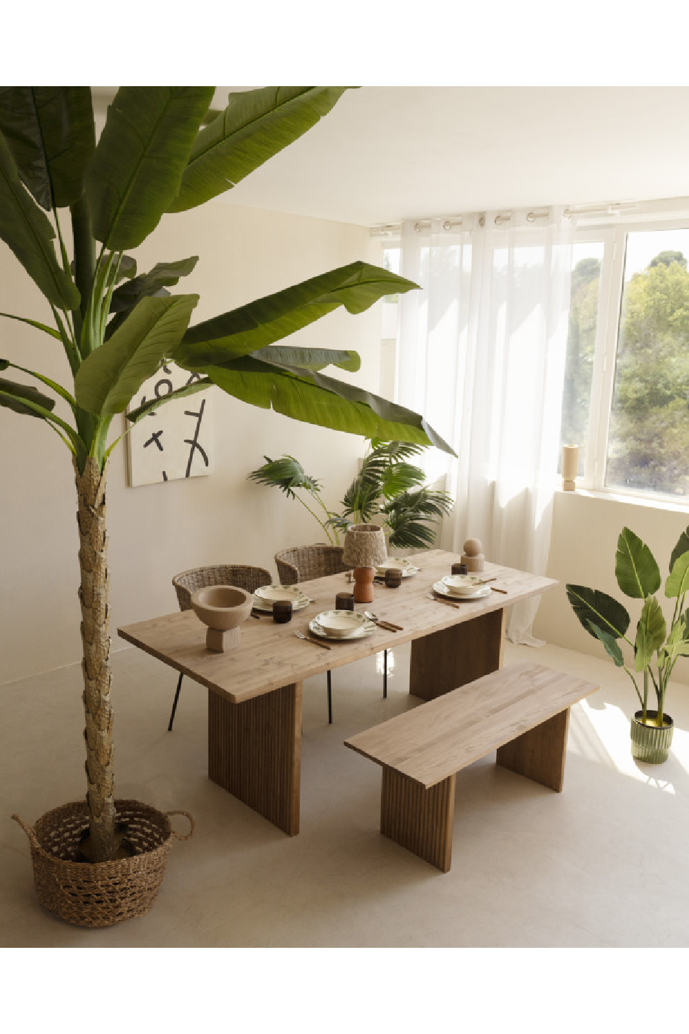 Fluted Wood Legs Dining Table | Decowood Bali | Oroa.com