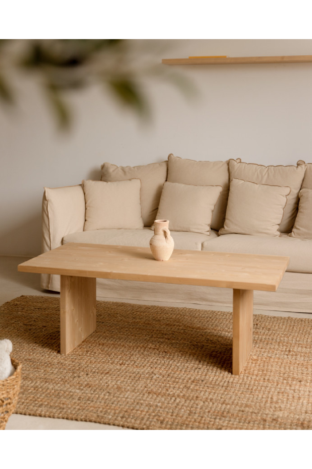 Solid Pine Minimalist Coffee Table | Decowood Frida | Oroa.com