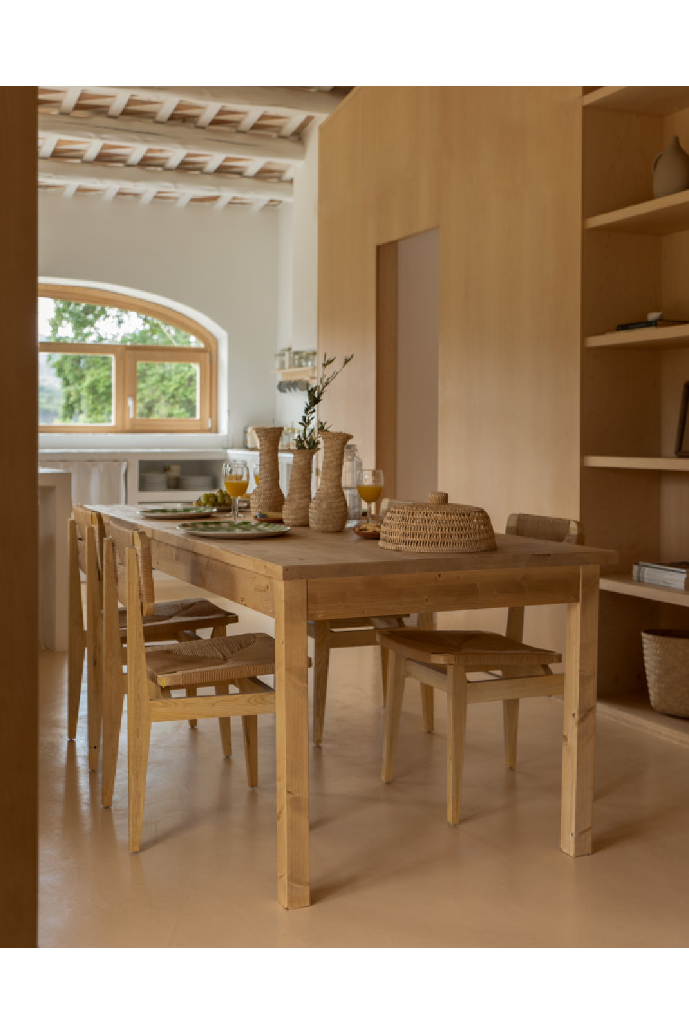 Varnished Wood Square Dining Table | Decowood Lia | Oroa.com