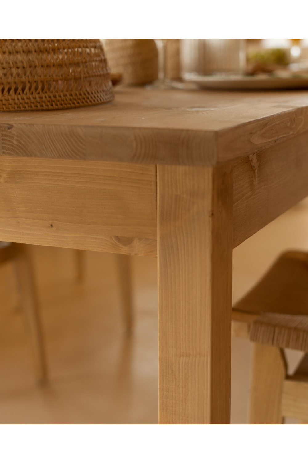 Varnished Wood Square Dining Table | Decowood Lia | Oroa.com