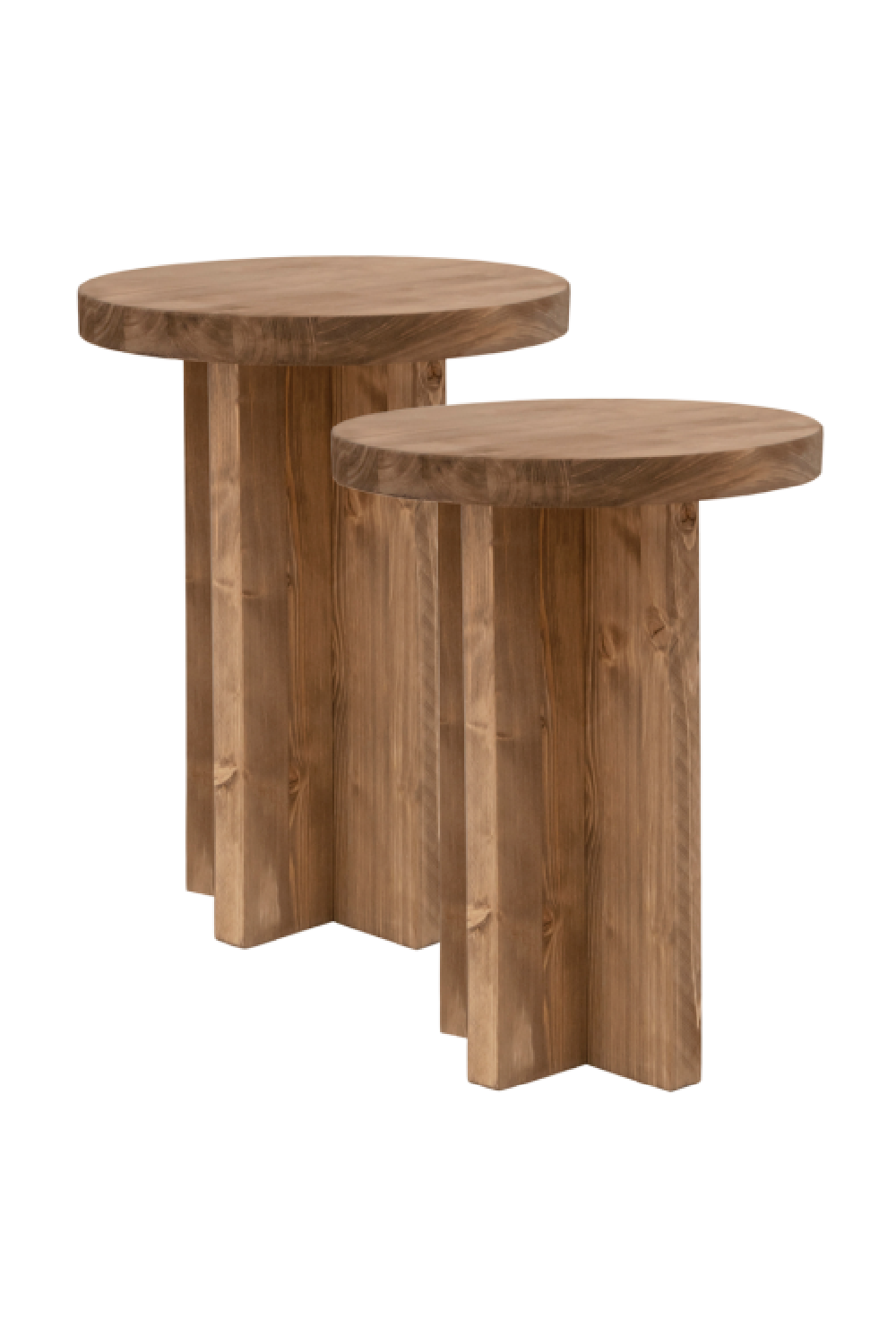 Crossed Base Wooden Side Tables (2) | Decowood Tokyo | Oroa.com