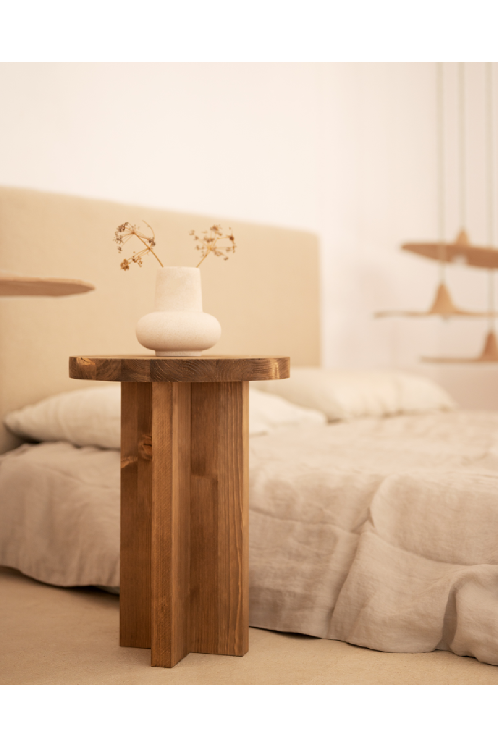 Crossed Base Wooden Side Tables (2) | Decowood Tokyo | Oroa.com