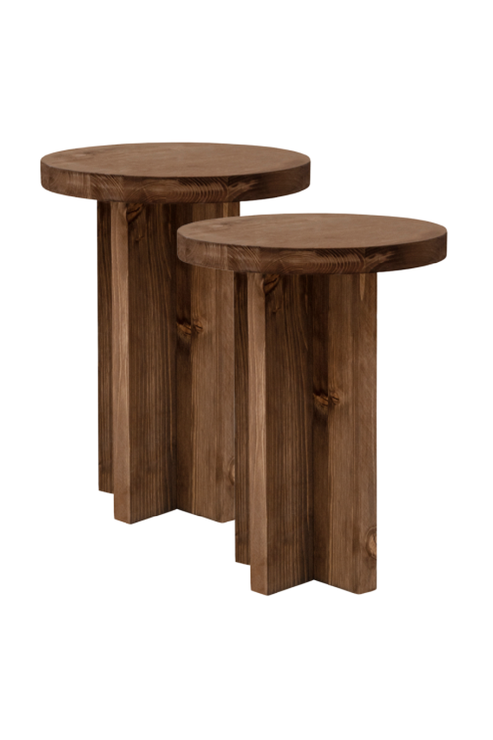 Crossed Base Wooden Side Tables (2) | Decowood Tokyo | Oroa.com