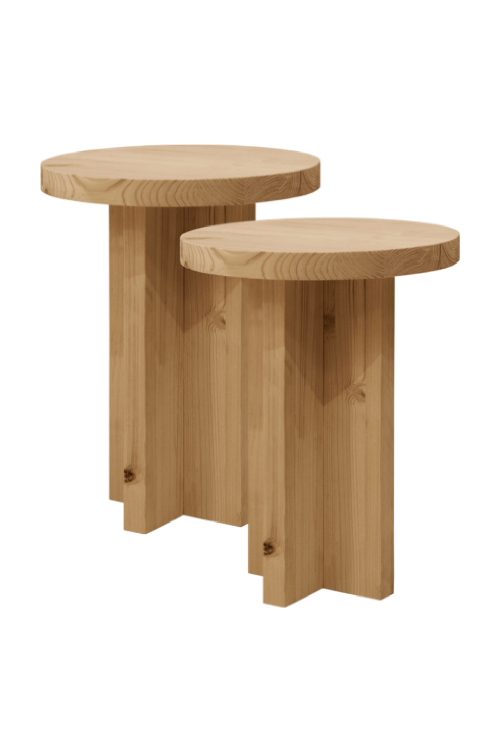 Crossed Base Wooden Side Tables (2) | Decowood Tokyo | Oroa.com