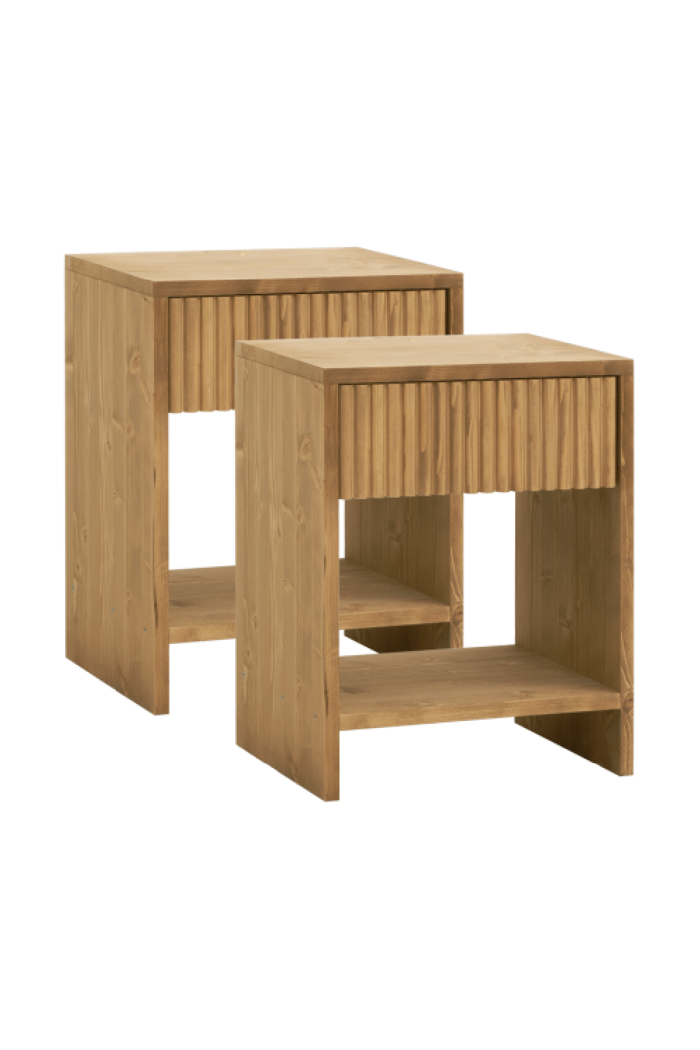 Fluted Drawer Bedside Table Set (2) | Decowood Bali | Oroa.com
