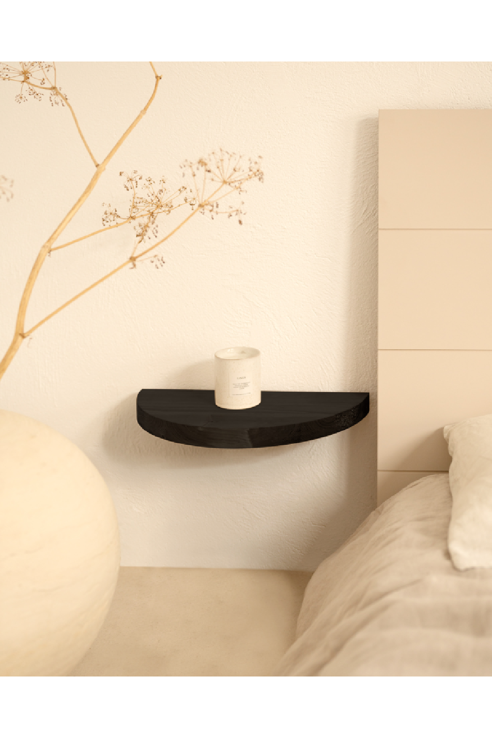 Semi-Circle Floating Bedside Tables (2) | Decowood Tokyo | Oroa.com