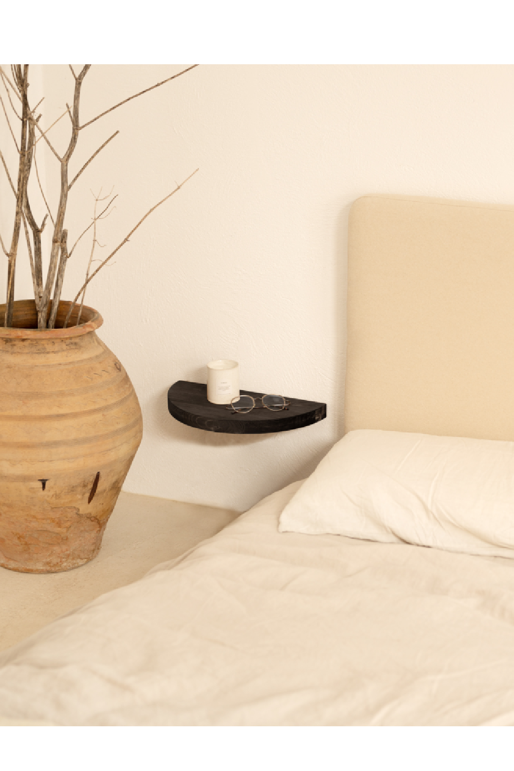 Semi-Circle Floating Bedside Tables (2) | Decowood Tokyo | Oroa.com