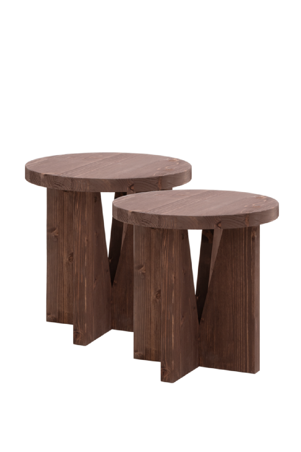 Geometric Base Wooden Side Tables (2) | Decowood Vega | Oroa.com
