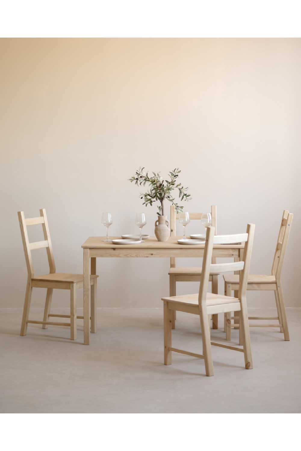 Pine Wood Dining Chair Set (6) | Decowood Lucia | Oroa.com