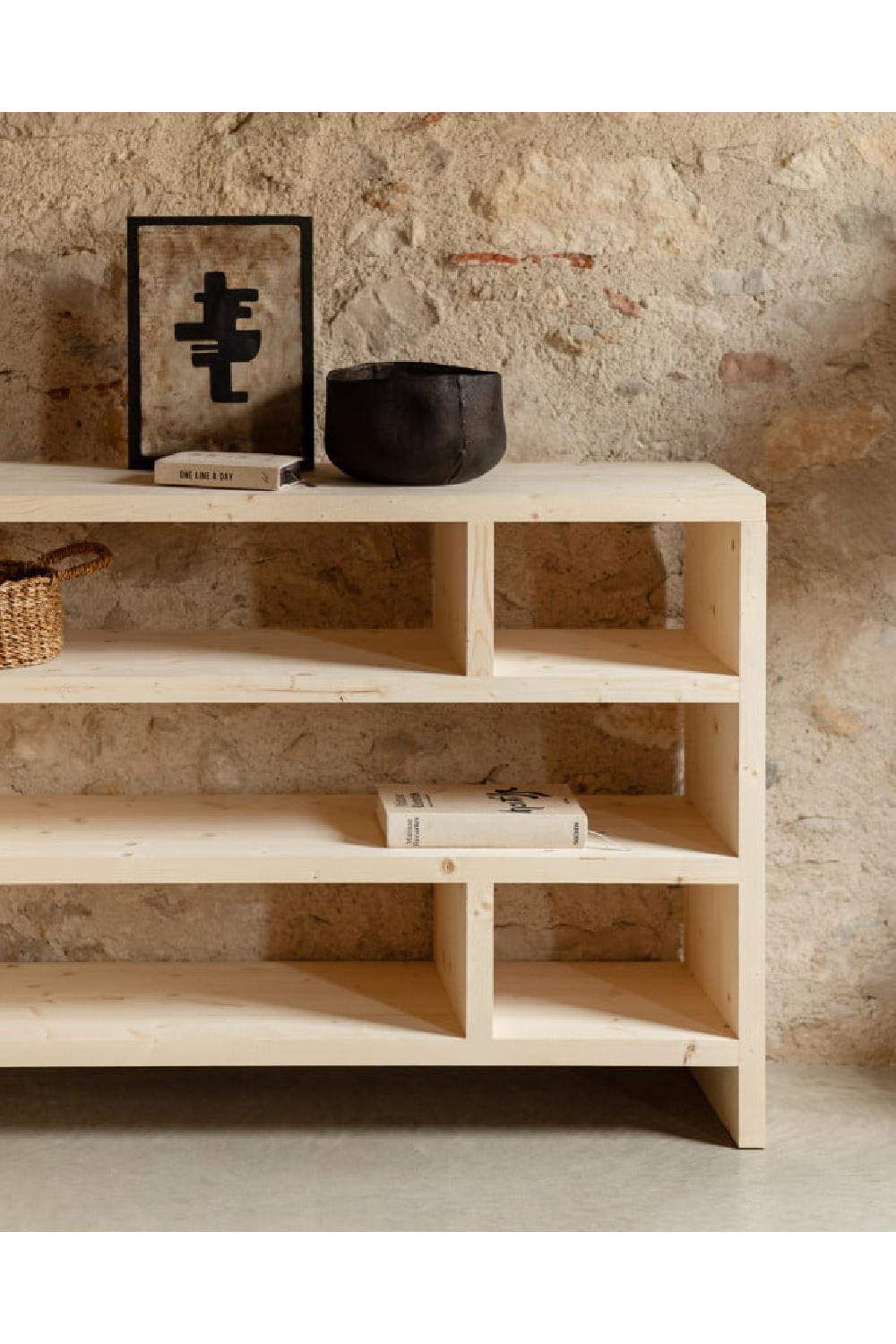 Solid Wood Low Bookshelf | Decowood Rose | OROA.com
