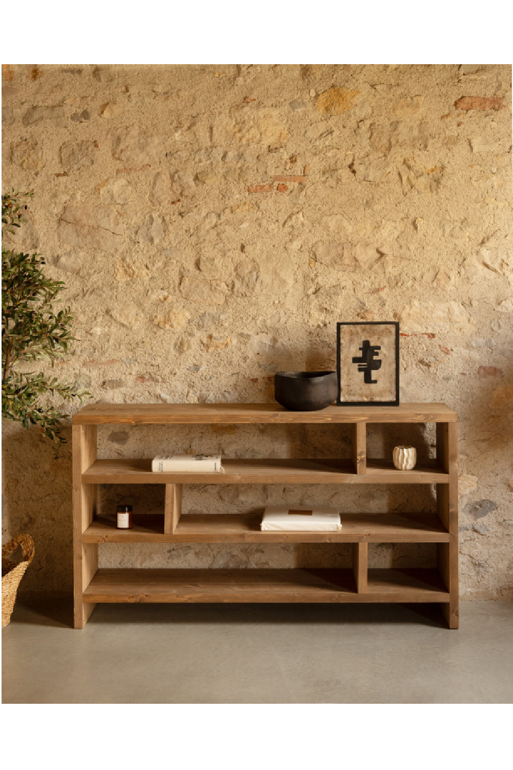 Solid Wood Low Bookshelf | Decowood Rose | OROA.com