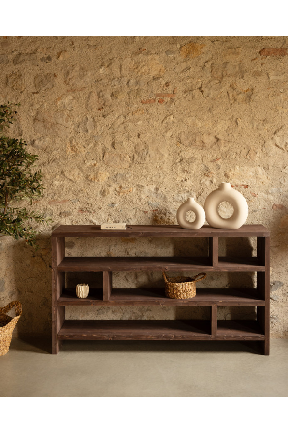 Solid Wood Low Bookshelf | Decowood Rose | OROA.com