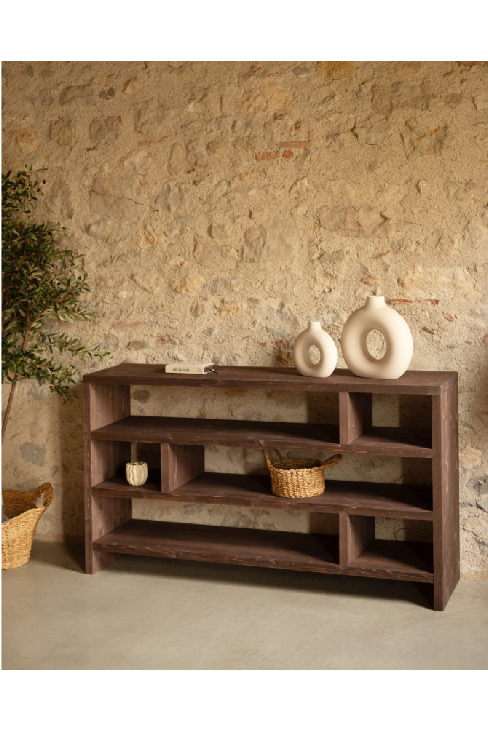 Solid Wood Low Bookshelf | Decowood Rose | OROA.com