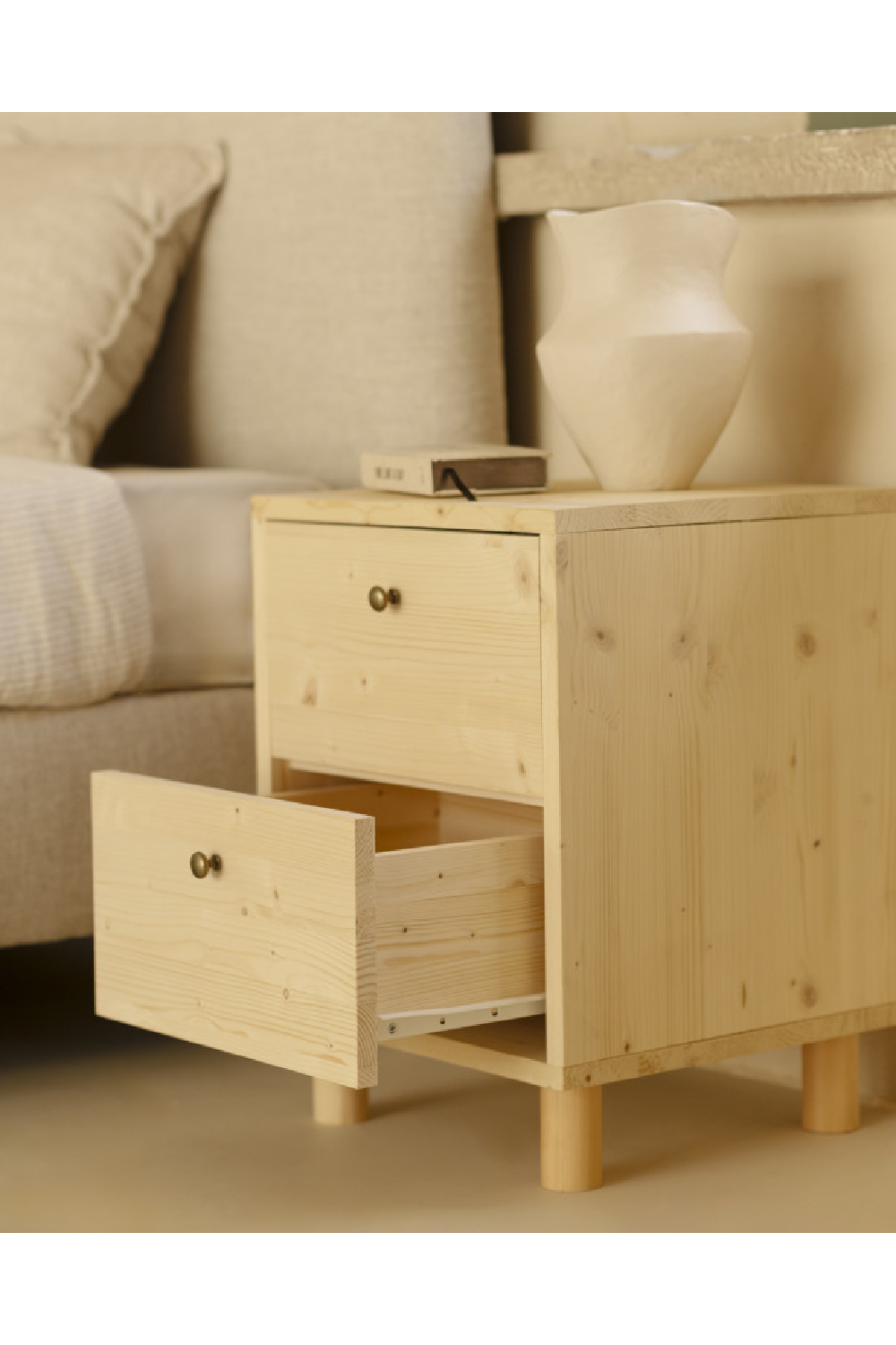 2-Drawer Wooden Bedside Table | Decowood Saura | OROA.com