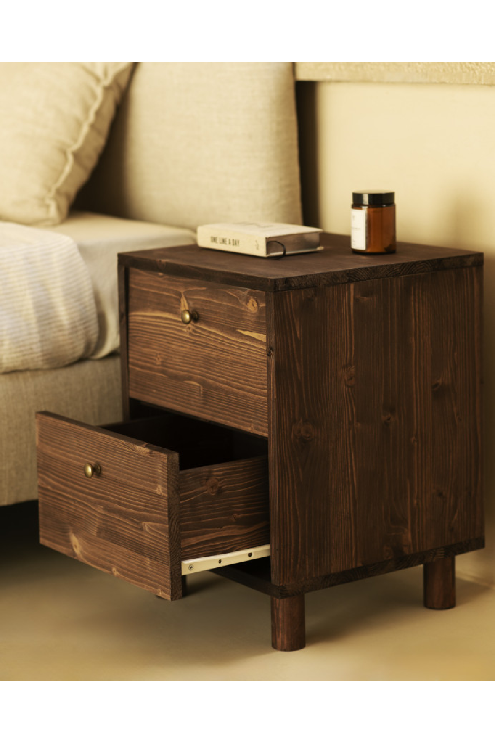 2-Drawer Wooden Bedside Table | Decowood Saura | OROA.com