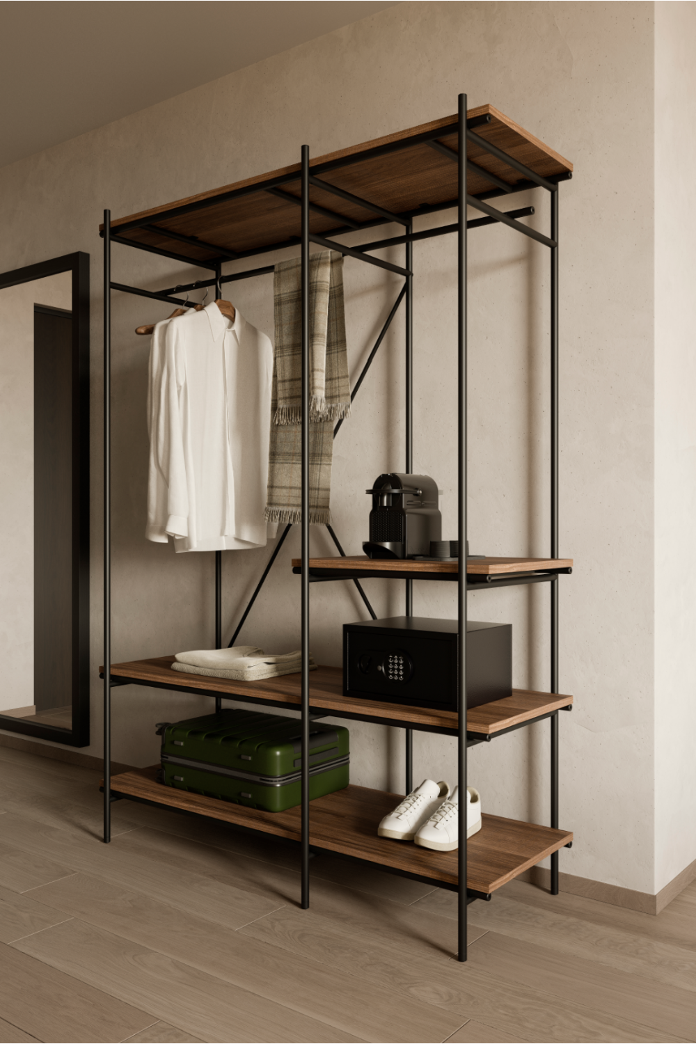 Brown Teak Hanging Rack | Ethnicraft Oscar | Oroa.com