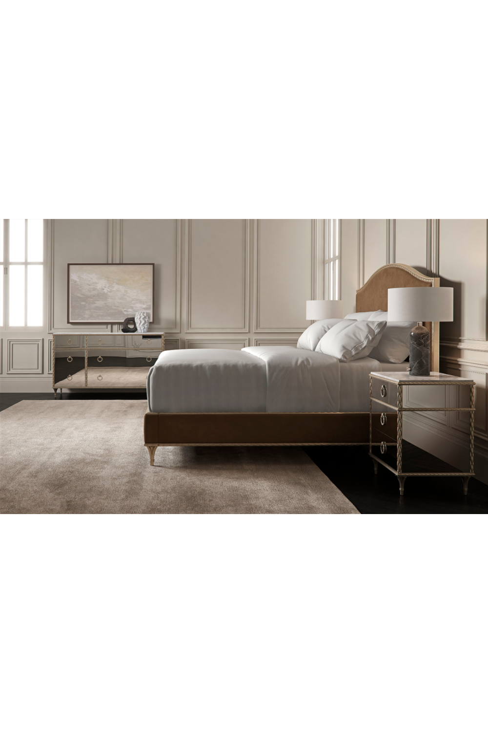 Camelback Platform Queen Bed | Caracole Fontainebleau | Oroa.com
