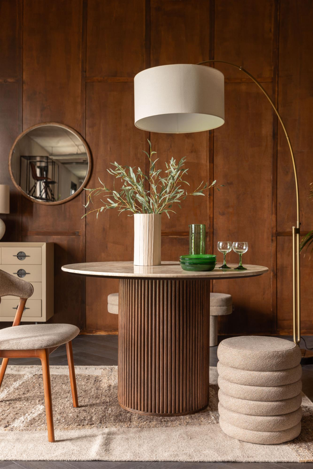 Bouclé Upholstered Stool | Dutchbone Fern | OROA.com