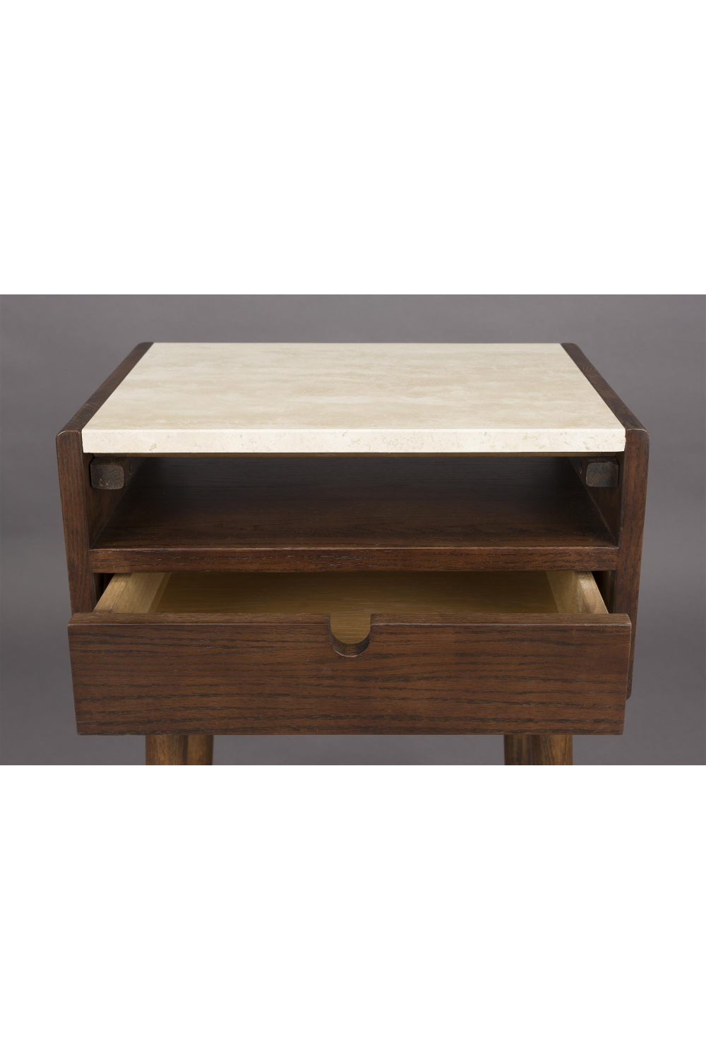 1-Drawer Travertine Side Table/Bedstand | Dutchbone Arda | OROA.com