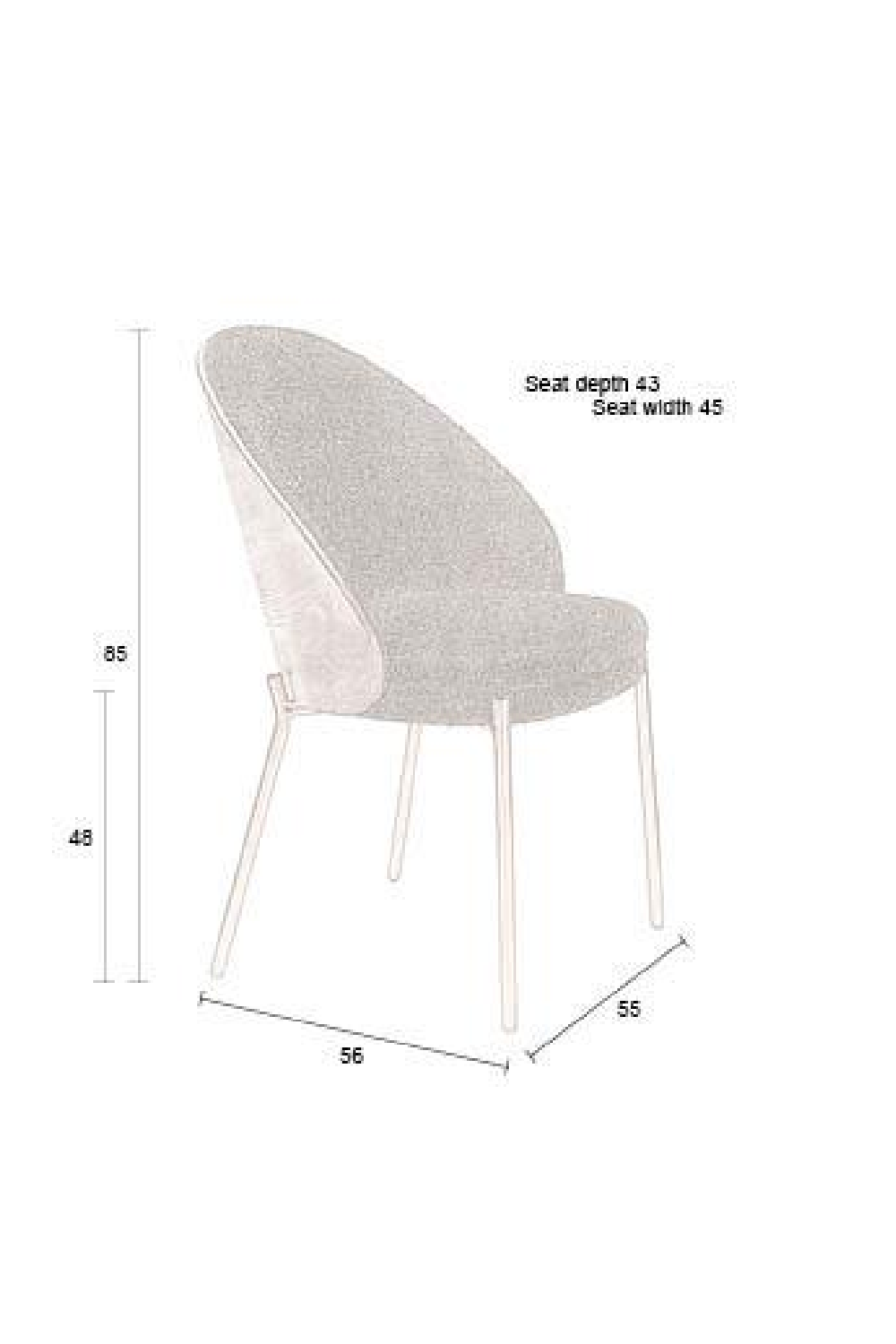 Black Bouclé Dining Chair | Dutchbone Rodin | OROA.com