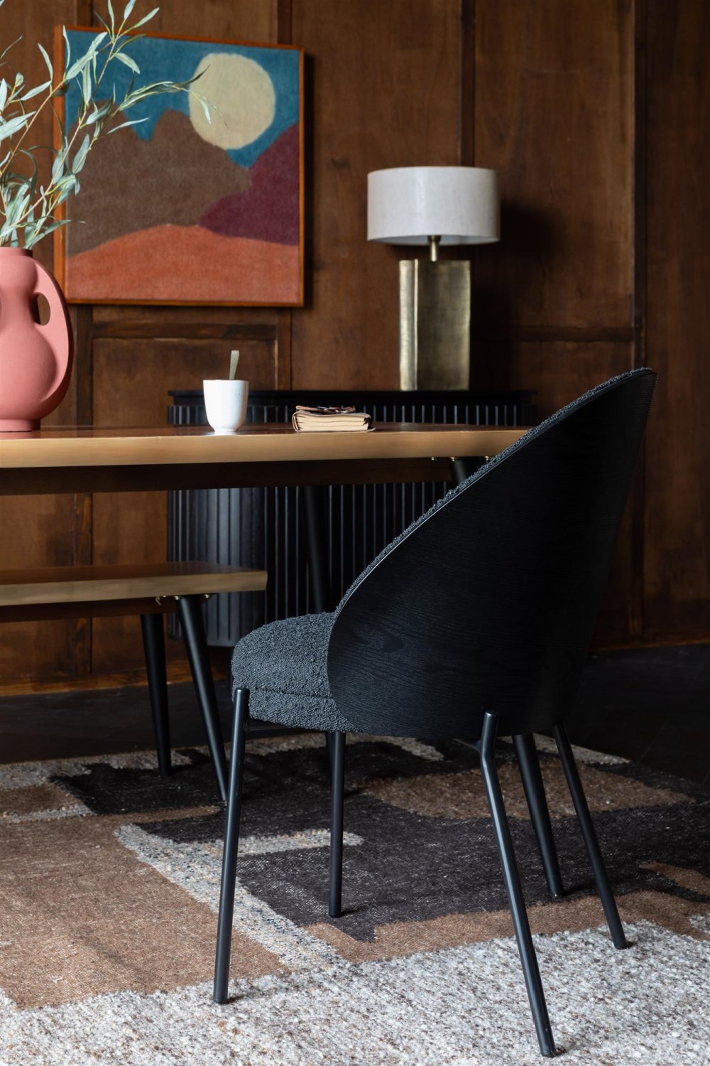 Black Bouclé Dining Chair | Dutchbone Rodin | OROA.com