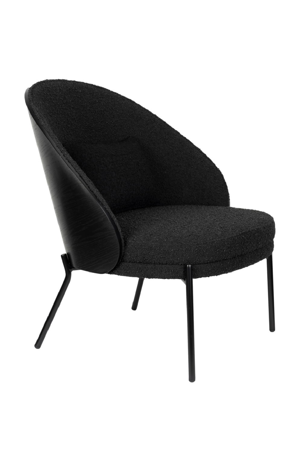 Black Bouclé Curved Lounge Chair | Dutchbone Rodin | OROA.com