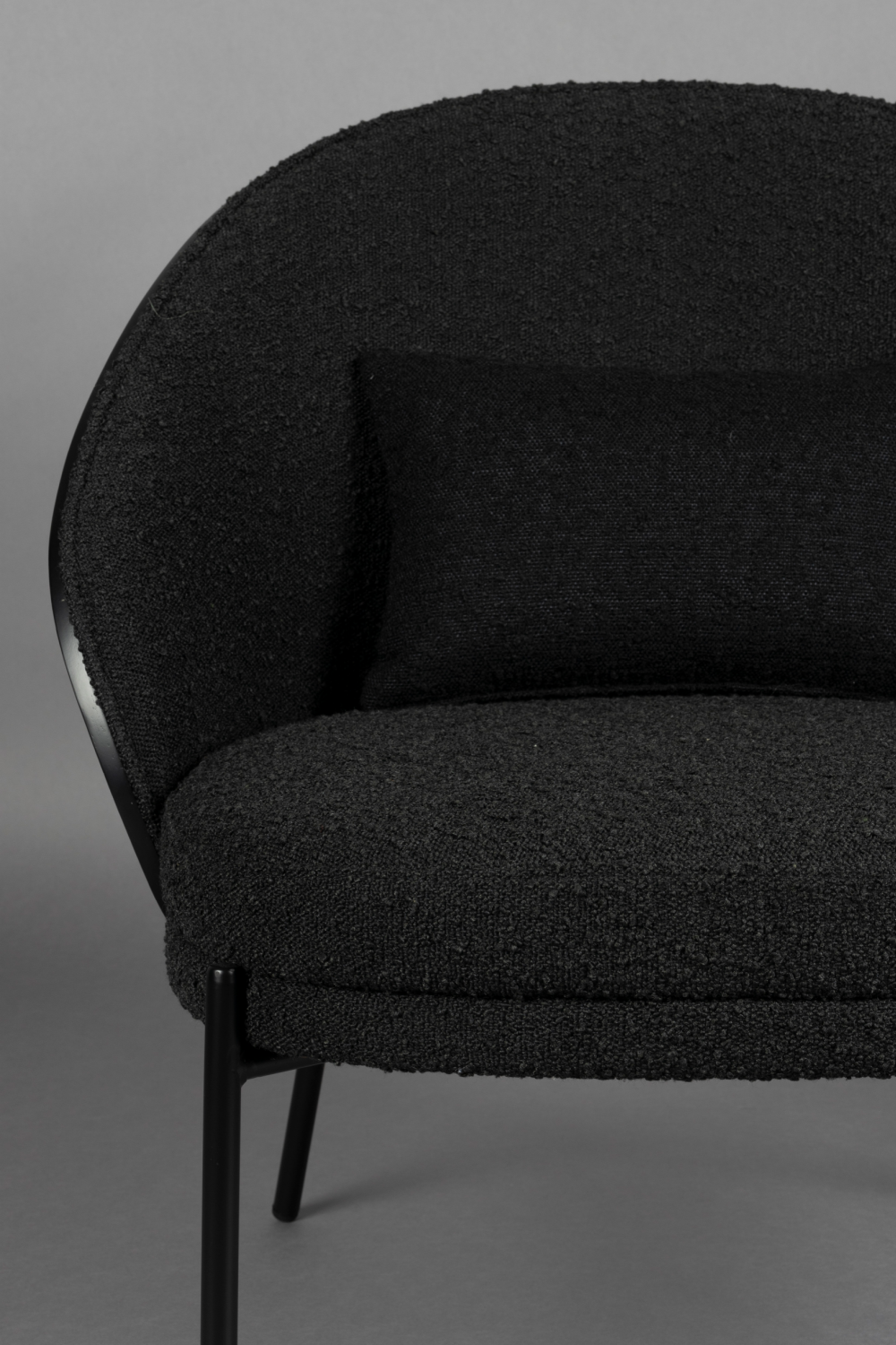 Black Bouclé Curved Lounge Chair | Dutchbone Rodin | OROA.com