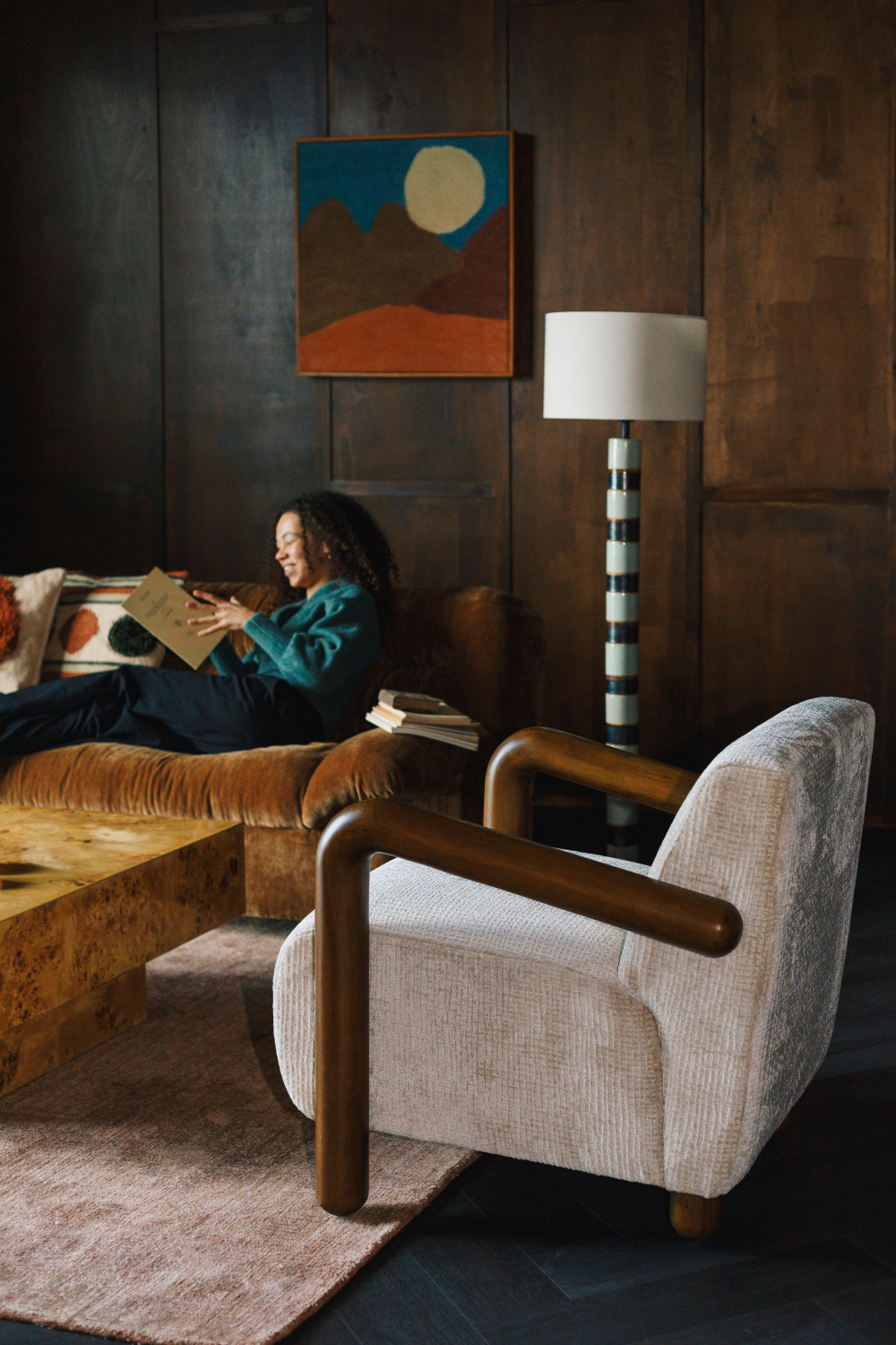 Cream Upholstered Lounge Armchair | Dutchbone Robinson | OROA.com