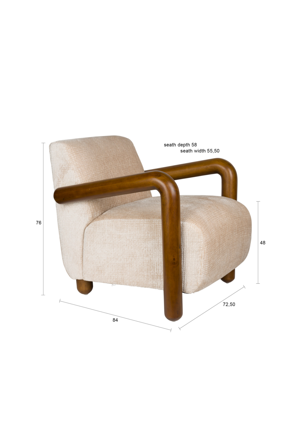 Cream Upholstered Lounge Armchair | Dutchbone Robinson | OROA.com