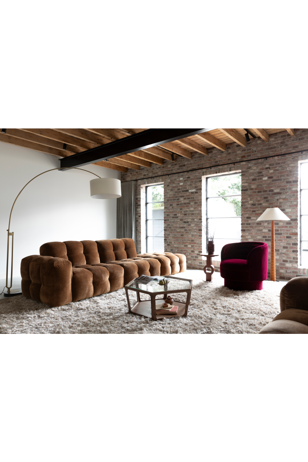 Red Velvet Swivel Lounge Chair | Oroa.com