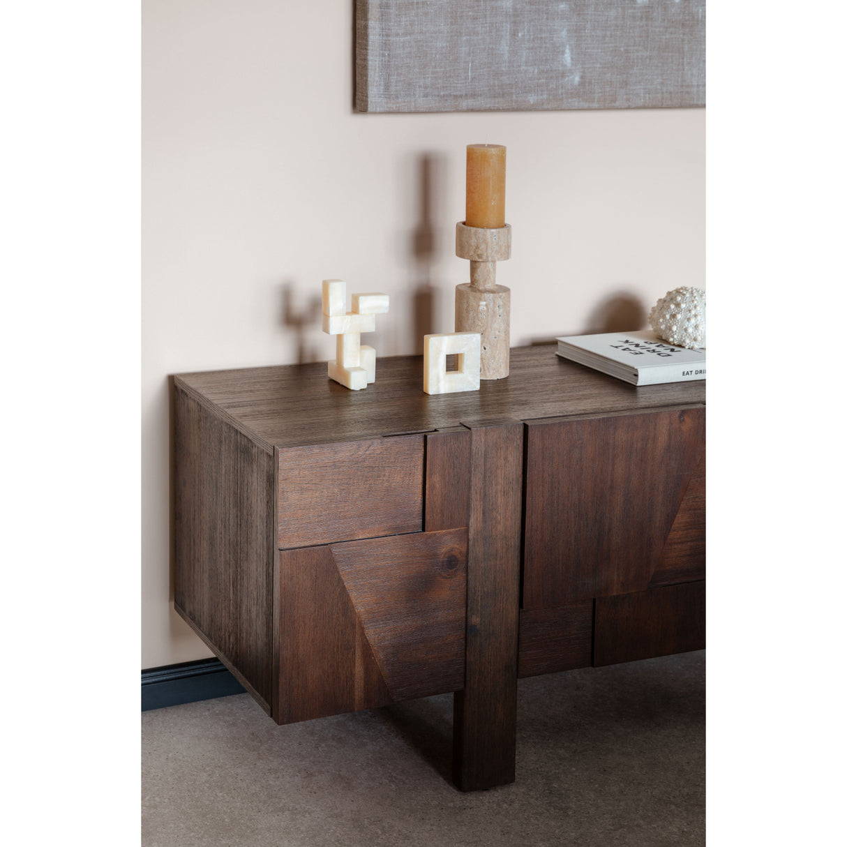 Wooden Geometrical 4-Door Sideboard | Oroa.com