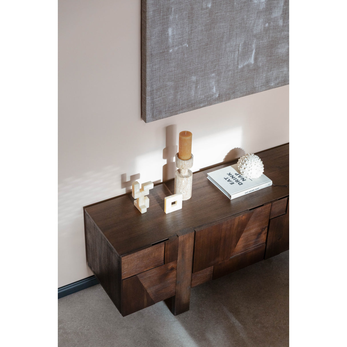 Wooden Geometrical 4-Door Sideboard | Oroa.com