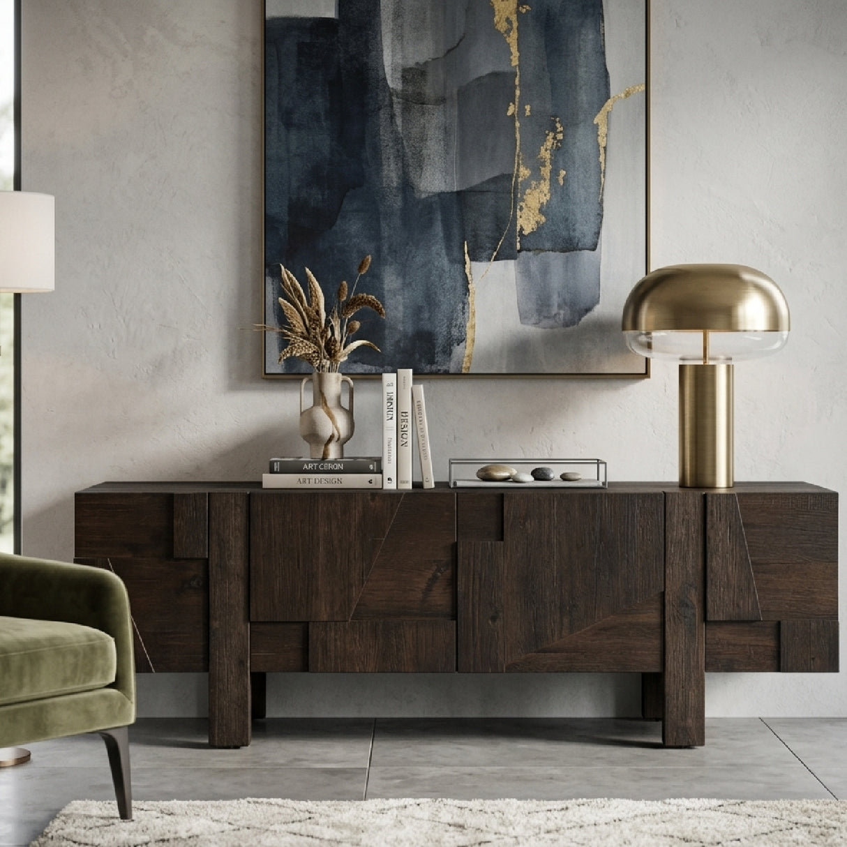 Wooden Geometrical 4-Door Sideboard | Oroa.com