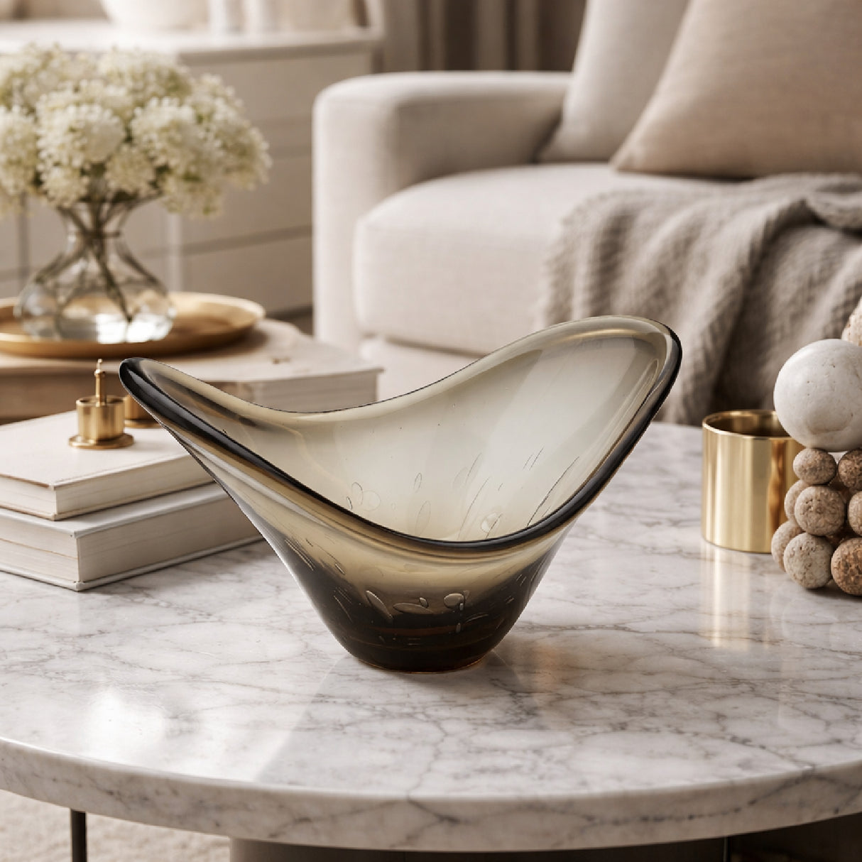 Smoked Glass Bowl Tray | Oroa.com
