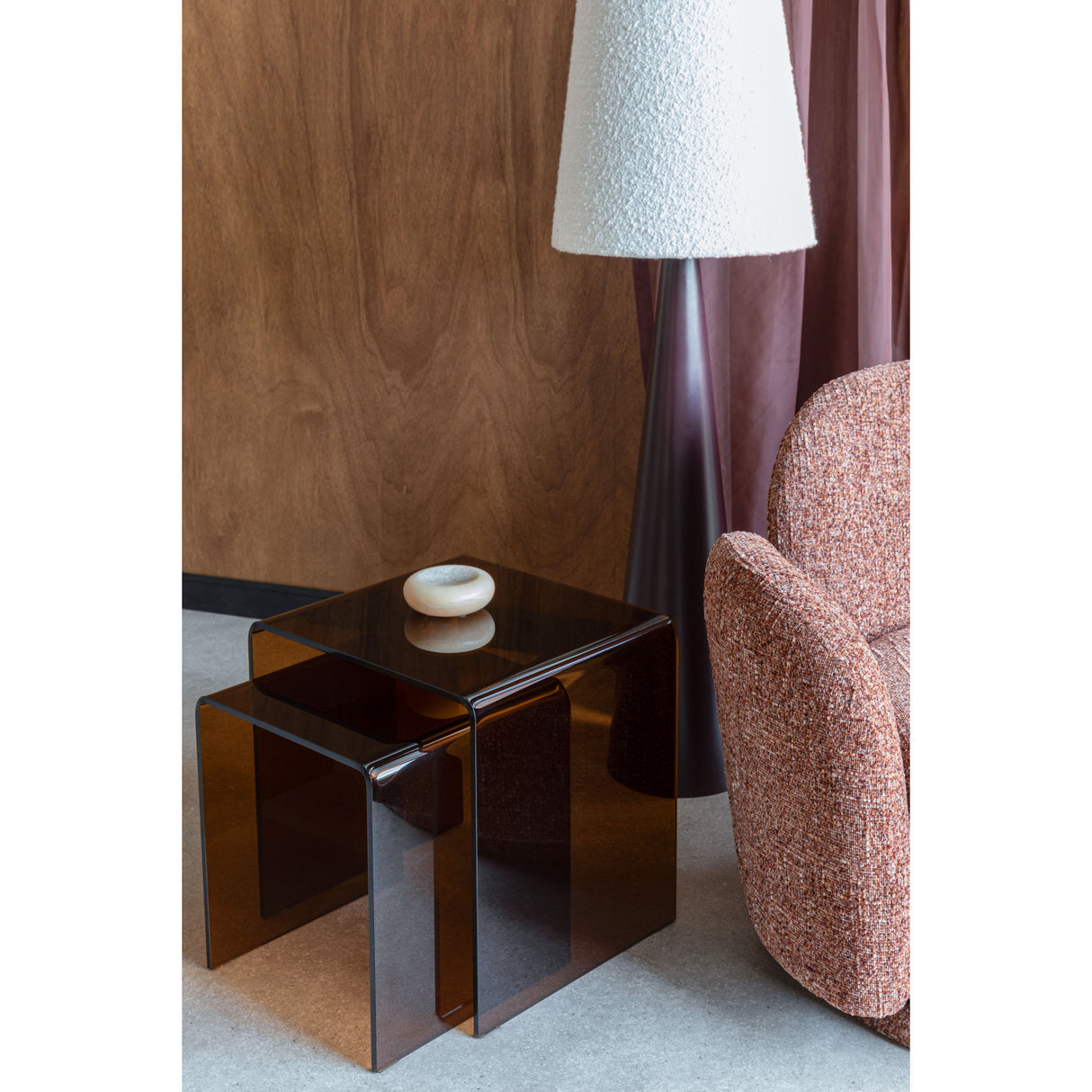 Brown Glass Side Table Set (2) | Oroa.com