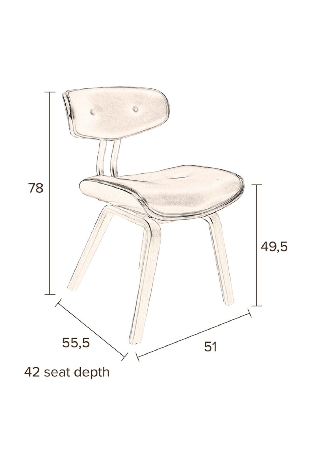 50s Inspired Padded Dining Chair | Dutchbone Blackwood | Oroa.com