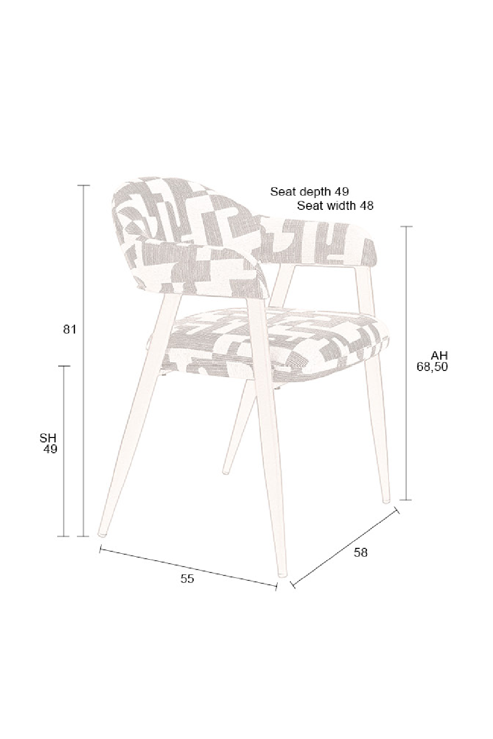 Graphic Patterned Dining Chair (2) | Dutchbone Miyo | OROA.com