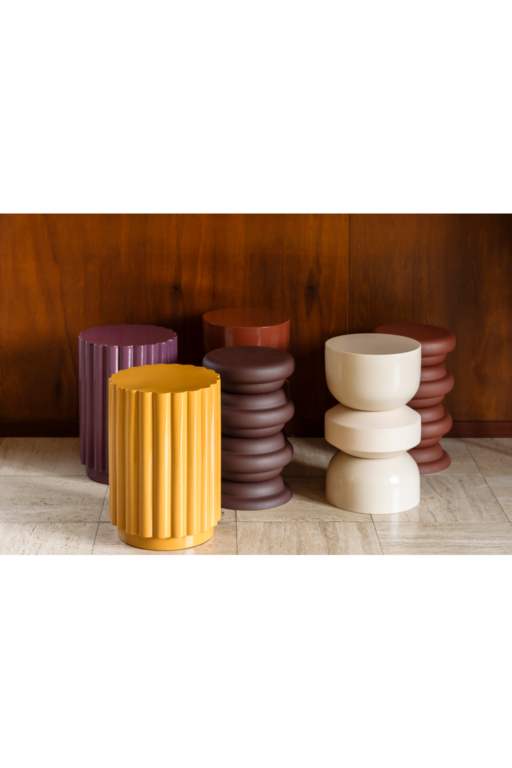Fluted Cylindrical Stool | Dutchbone Camila | OROA.com