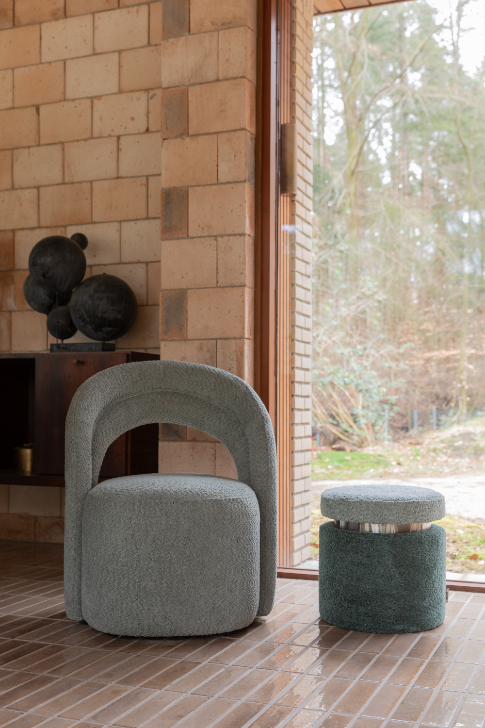 Two-Toned Boucle Stool | Oroa.com