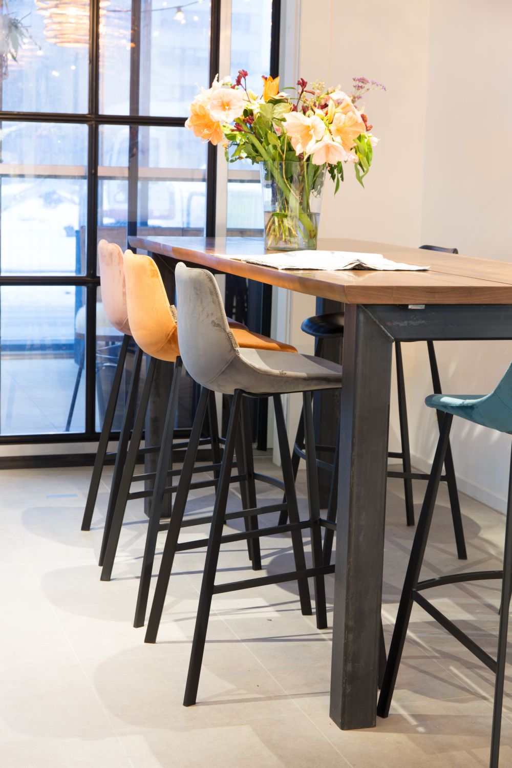 Velvet Upholstered Bar Stools (2) | Oroa.com