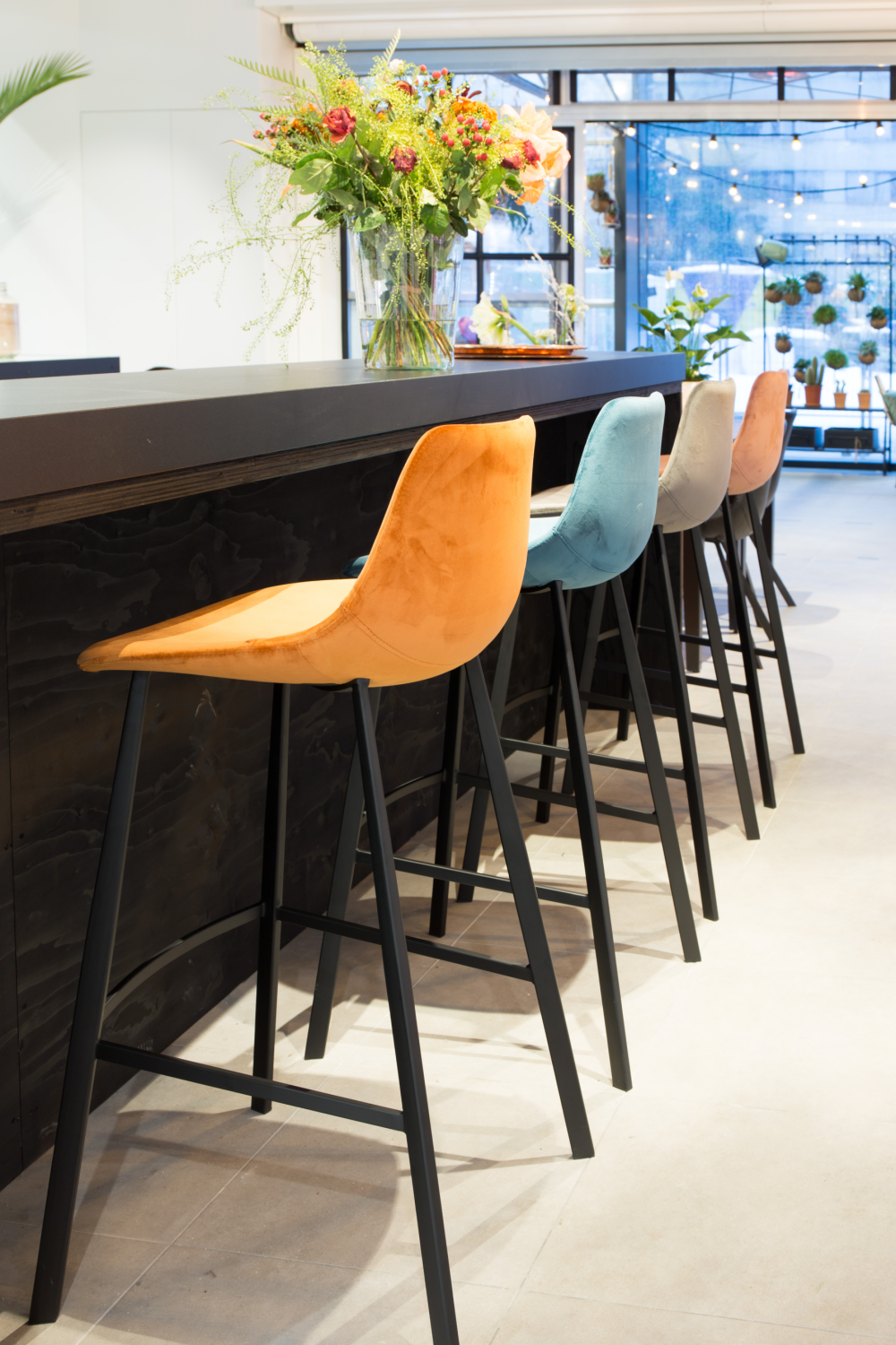 Velvet Upholstered Bar Stools (2) | Oroa.com