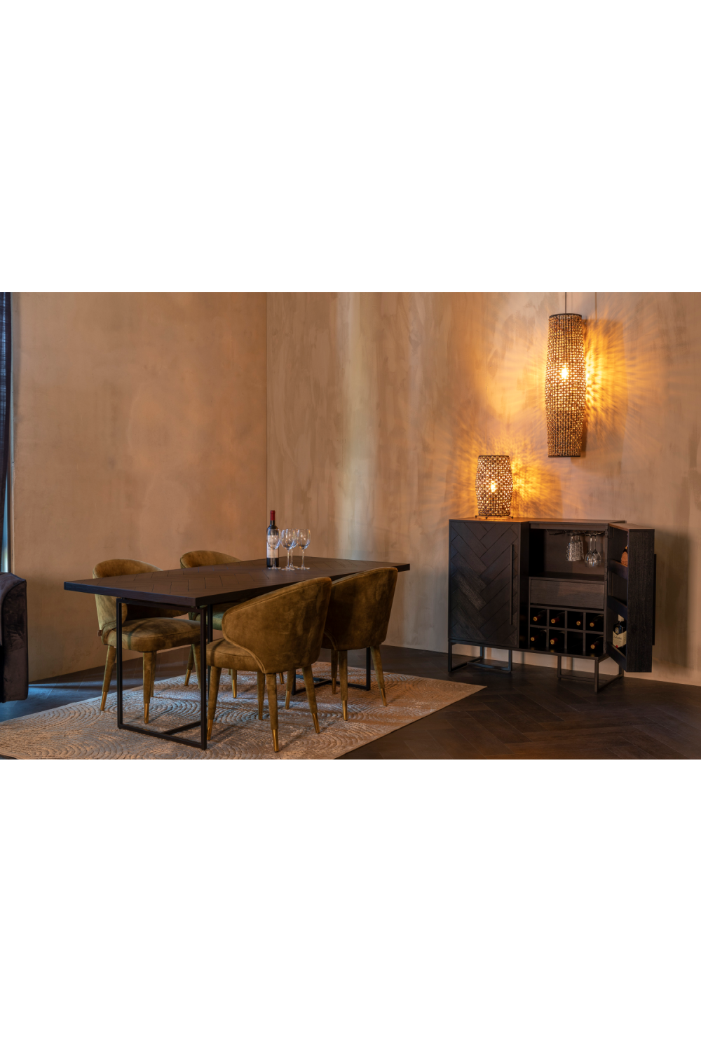 Wooden Herringbone Dining Table | Dutchbone Class | OROA.com