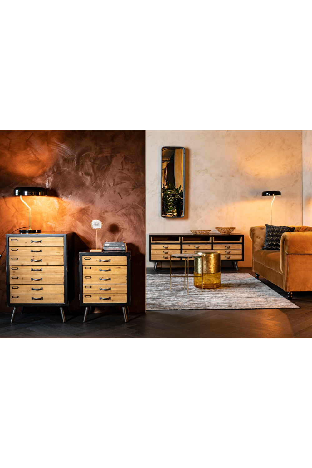 Tinted Glass Base Side Table | Dutchbone Cave | OROA.com