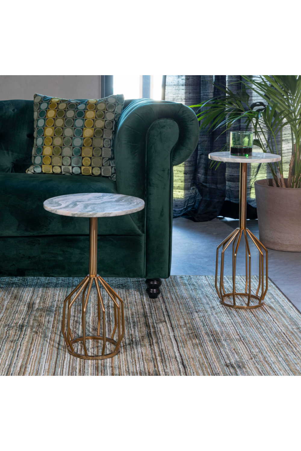 Marble Pedestal Side Table | Dutchbone Salerno | OROA.com