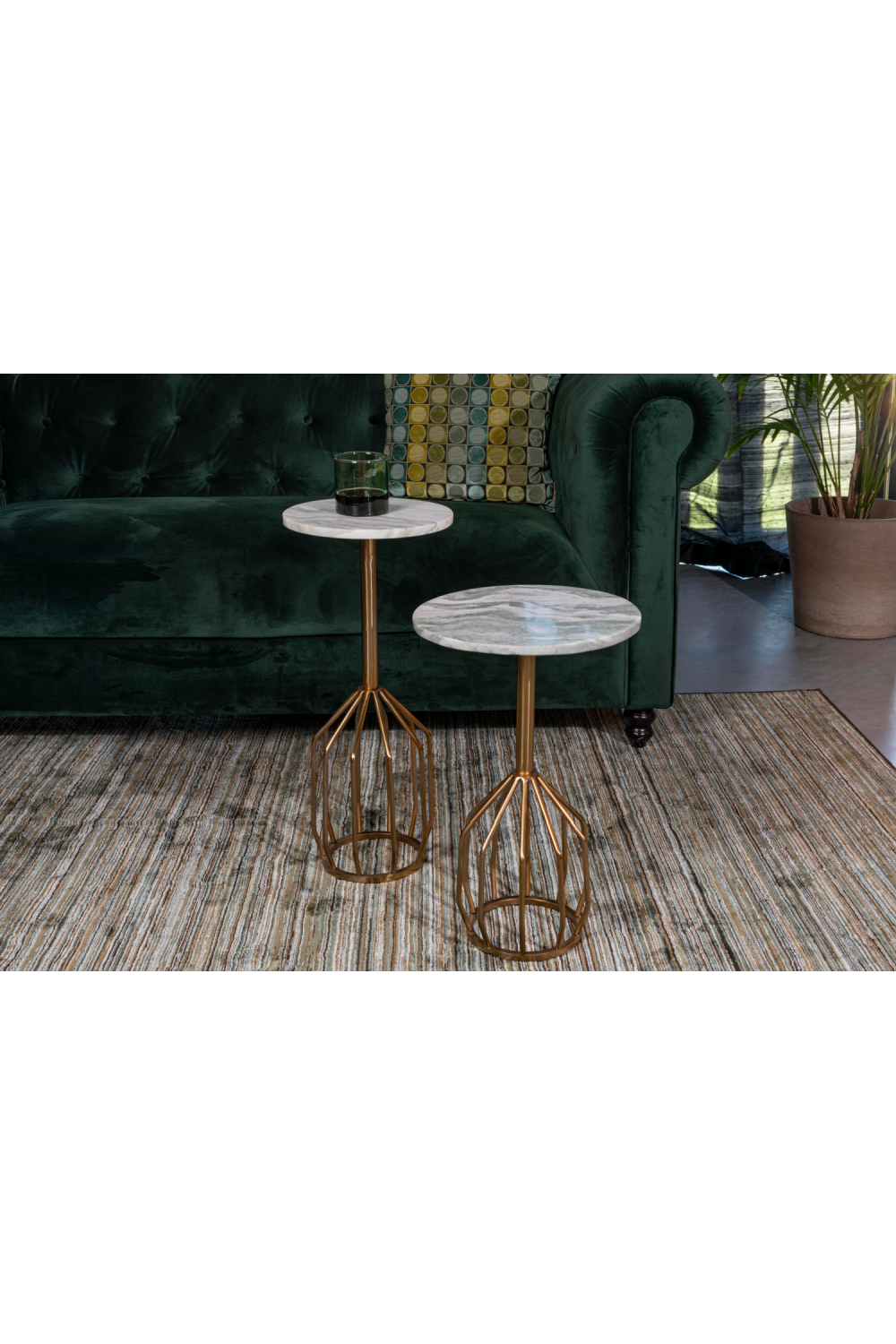 Marble Pedestal Side Table | Dutchbone Salerno | OROA.com