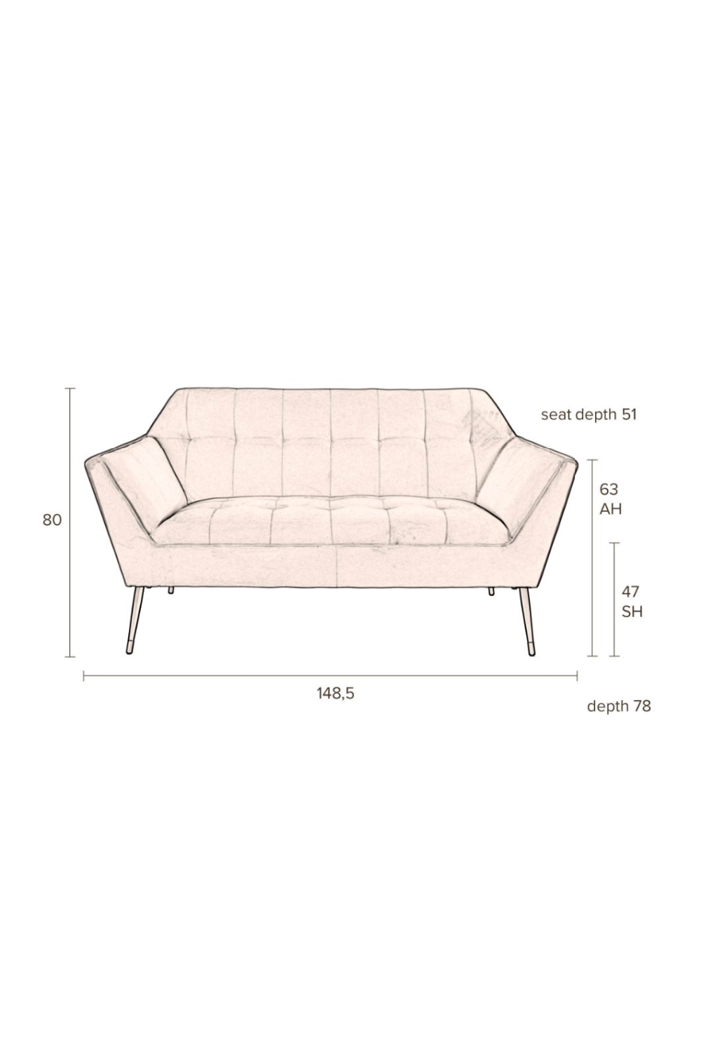 Pink Velvet 2-Seater Sofa | Dutchbone Kate | DutchFurniture.com
