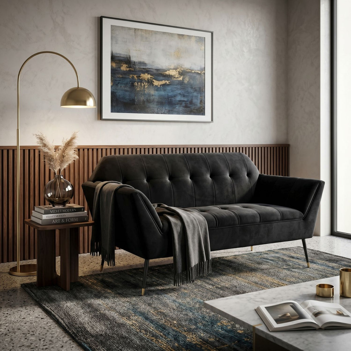 Black Velvet 2-Seater Sofa | Oroa.com