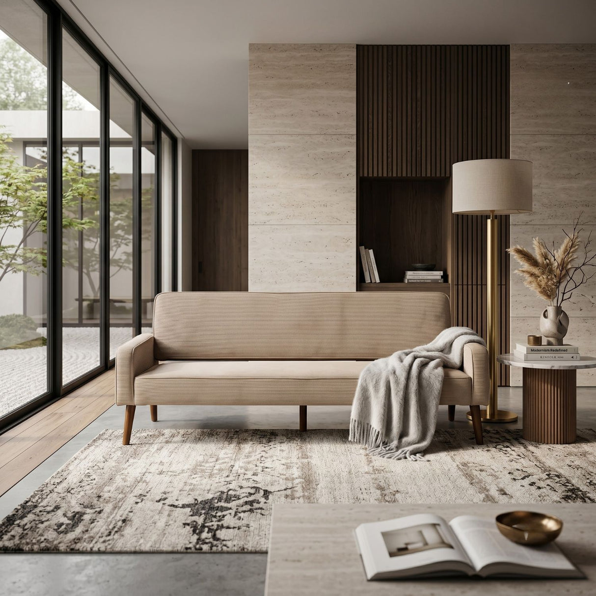 Beige Ribcord Sofa | Oroa.com